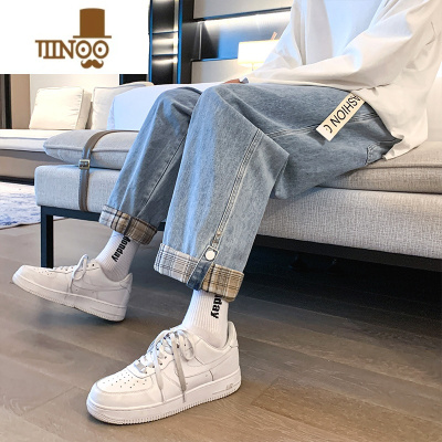 YANXU秋季13青少年牛仔裤男孩大童装帅气初中高中学生直筒裤子15岁