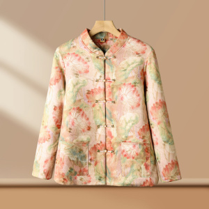 冬装新款时尚洋气薄棉衣外套中老年女装妈妈秋冬保暖棉袄上衣