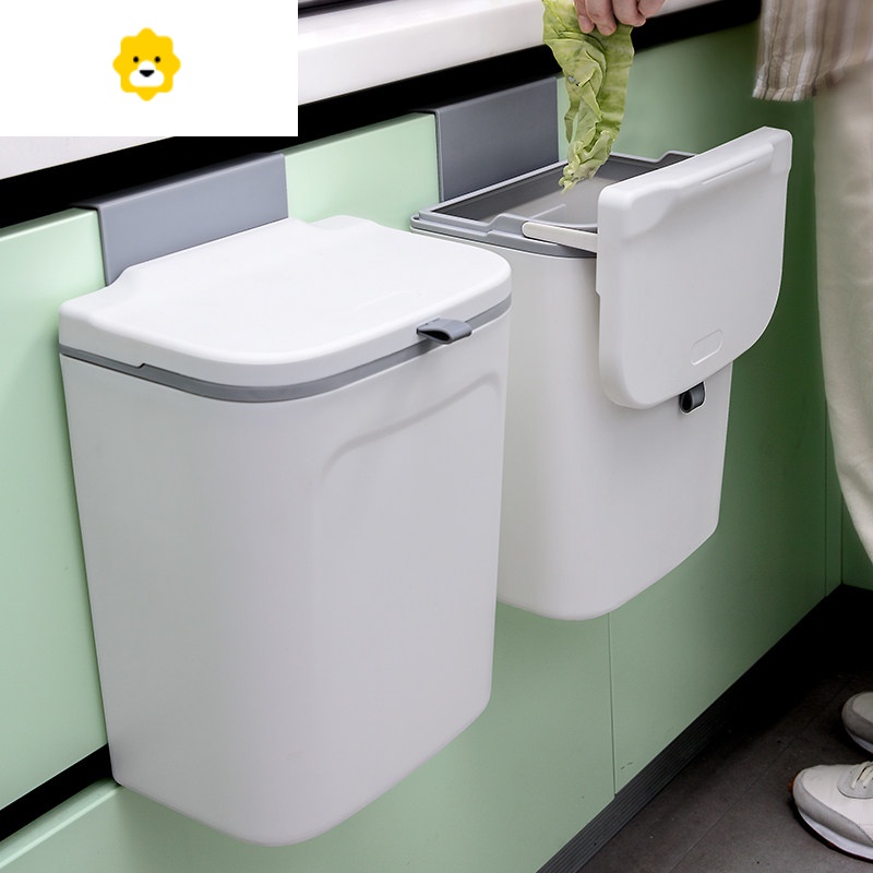 厨房垃圾桶家用大容量带盖壁挂式橱柜收纳桶厕所卫生间客厅纸篓 JING PING