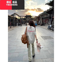 YIBUSHENG国潮牌oversize短袖t恤女季宽松复古情侣半袖美式高街圆领上衣