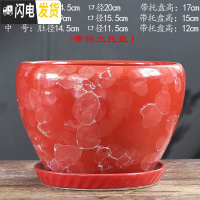三维工匠花盆陶瓷大号特大带托盘绿萝创意家用吊兰个性多肉小花盆 S1CZ-红大理石纹单个 大花盆容器