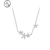 JiMiS925银银小花项链女轻奢简约少女ins冷淡风花朵锁骨链小众设计感