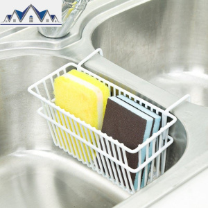 厨房水沥水篮铁艺洗碗刷抹布挂篮 百洁布挂架清洗球水池隔水篮 三维工匠收纳层架 乳白色