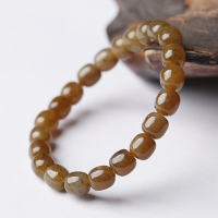 天然糖色和田玉手链民族风唯美桶珠单圈手串8毫米送女朋友老婆情人节七夕生日礼物