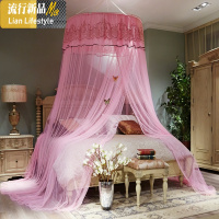吊顶圆顶蚊帐公主风网红少女家用加密1.5/1.8m双人蚊帐免安装折叠 三维工匠