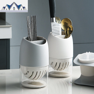 厨房餐具沥水筷子筒塑料韩式创意多功能勺子收纳盒硅藻泥筷子笼 三维工匠 默认颜色