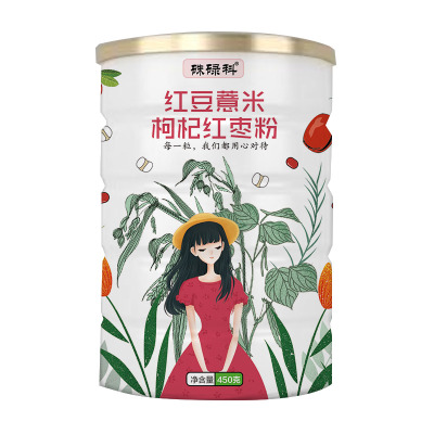 硃碌科东北红豆薏米枸杞红枣粉代餐粥薏仁粉五谷杂粮早餐速食懒人即食代餐粉450g罐装饱腹食品原味450g