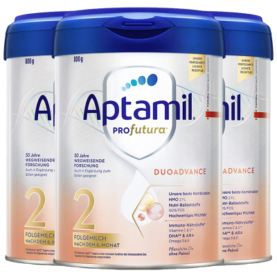 [3罐装]Aptamil德国原装进口爱他美白金版2段6-12个月婴幼儿配方奶粉800g