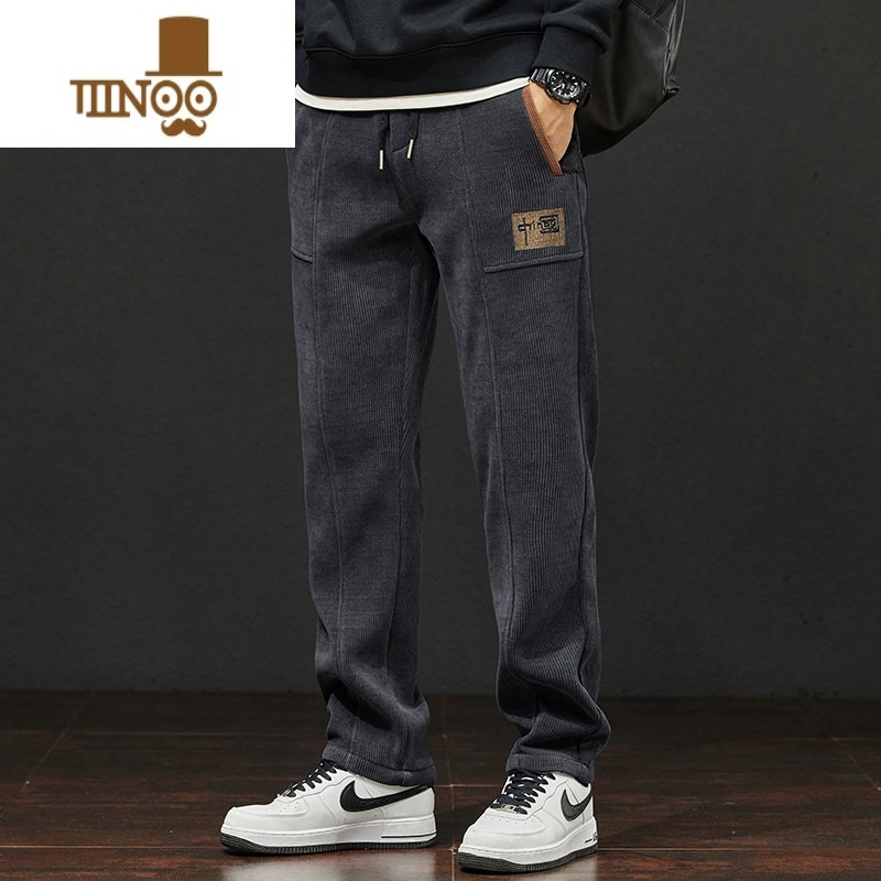 YANXU2023春季休闲裤男灯芯绒宽松直筒长裤男款休闲款男士男裤裤子