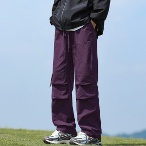 啄木鸟伞兵工装裤子男士夏季薄款潮流皱褶宽松休闲直筒阔腿长裤K