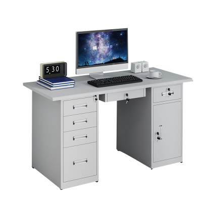 风雷动钢制桌子办公桌铁皮桌子电脑桌五斗一抽一门1.4m