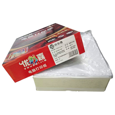 优彩嘉 电脑打印纸 四联三等分 彩色 撕边 381-4 包