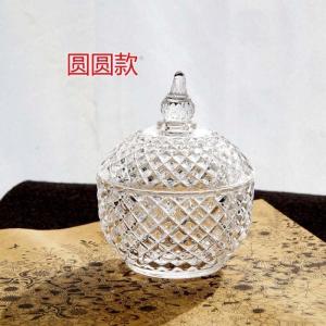 美帮汇水晶玻璃盒甜品罐装饰罐子化妆棉签带盖首饰收纳盒牙签筒