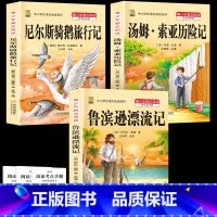 [3本]鲁滨逊+尼尔斯+汤姆 [正版]鲁滨逊漂流记六年级下册必读的课外书快乐读书吧尼尔斯骑鹅旅行记爱丽丝梦游仙境原著完整