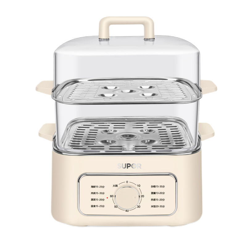 苏泊尔SUPOR三层电蒸锅 ZN23FK30 五档调节机械控温 预约功能不锈钢蒸笼 轻巧设计24-30cm大口径