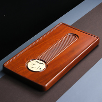 MULTIPOTENT实木茶盘家用茶海茶台托盘功夫茶具办公会客花梨双色荷鱼70*36