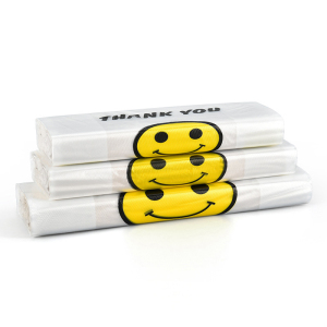 定制购物袋笑脸袋定制商超购物袋白色透明垃圾袋一次性笑脸袋尺寸定制logo