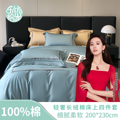 东纺拾光轻奢长绒棉床上四件套200*230cm 苍青色(单位:套)DF2003