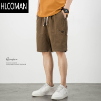 HLCOMAN休闲短裤男宽松大码夏季薄款五分裤黑色运动潮流百搭工装中裤
