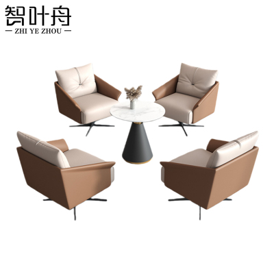 智叶舟会客沙发组合单人位*4+圆桌60套