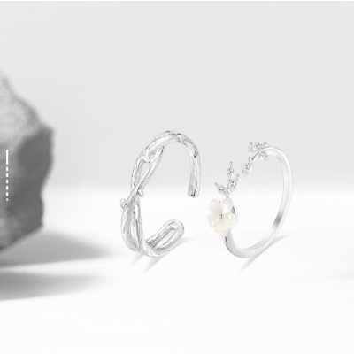 温柔山茶花S999纯银情侣对戒浪漫精致时尚戒指情人节礼物手饰批发送女朋友老婆情人节七夕生日礼物