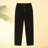 加厚保暖妈妈裤子冬装洋气简约中老年女裤大码宽松松紧腰长裤冬款