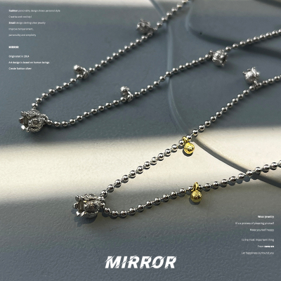 925纯银熔岩铃兰花圆珠吊坠项链女锁骨链轻奢潮重约7.3g BCX4045送女朋友老婆情人节七夕生日礼物