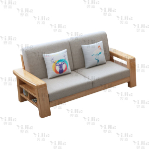 翌嘉 简约实木沙发原木色实木沙发 双人位