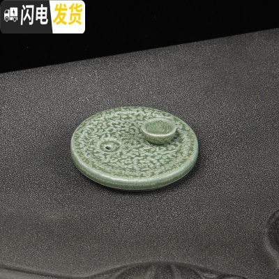 三维工匠懒人石磨半自动茶具套装陶瓷家用功夫泡茶器创意个性复古防烫茶壶 万古绿盖子外径8.7内径7.5cm