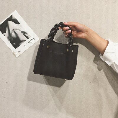 新款撞色水桶包包女新款韩版ins百搭子母包时尚单肩斜跨小包-定制黑色黑色