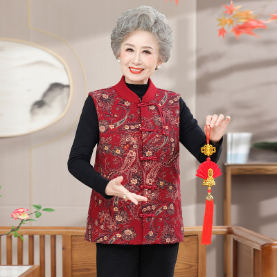 妈妈装加绒保暖马甲奶奶装棉衣女60岁80老太太衣服冬装新款复古女