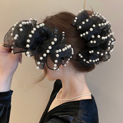 珍珠蝴蝶结抓夹发夹女2025新款后脑勺鲨鱼夹优雅百搭高级感发饰送女朋友老婆情人节七夕生日礼物