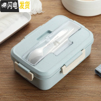 三维工匠上班族饭盒便当盒微波炉专用加热餐盒套装分隔小学生带饭容量防烫 便当盒北欧蓝[级款送不锈钢勺筷]