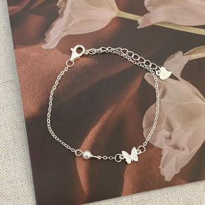 s925纯银[微光蝴蝶]珍珠手链女生轻奢小众精致设计师款手饰送女朋友老婆情人节七夕生日礼物 S925纯银蝴蝶珍珠手链