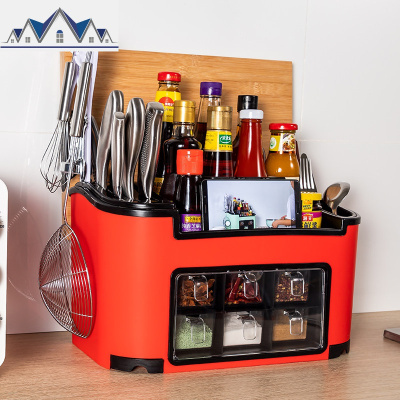 多功能带盖调料盒家用厨房用调味料瓶调味罐佐料收纳盒置物架套装 三维工匠