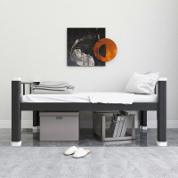 初嘉 CJ钢制单层床员工宿舍上下铺学生公寓床双人床铁艺高低床型材床 单层床1000宽黑