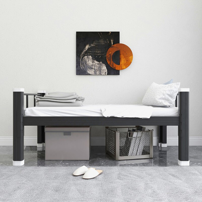 初嘉 CJ钢制单层床员工宿舍上下铺学生公寓床双人床铁艺高低床型材床 单层床1000宽黑