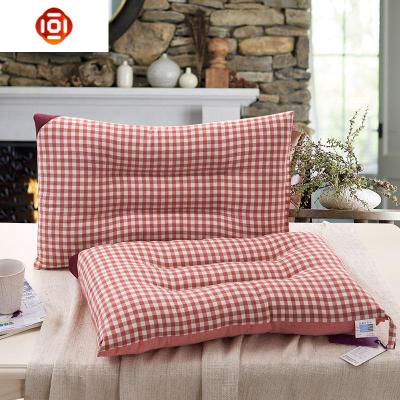 日式棉水洗棉条格纹可洗舒适成人男女单人枕芯棉护颈枕头三维工匠