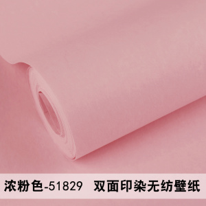 汐岩少女心粉色无纺布壁纸女孩公主房卧室简约素色墙纸 ins北欧风色无纺布墙纸