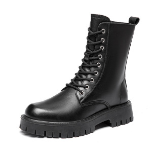 厚底马丁靴男加绒中高帮英伦风切尔西靴休闲男士皮靴潮流保暖棉靴