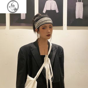 JiMiGEGEEN DOMOG斑马纹高弹发带女土酷潮牌ins个性小众韩国网红头带 黑白