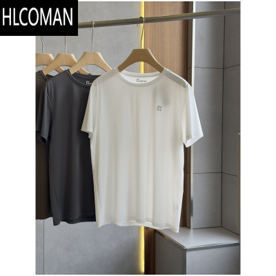 HLCOMAN德国户外.25新品高密冰丝薄纱肌理弹力亲肤男合体圆领运动短袖T恤