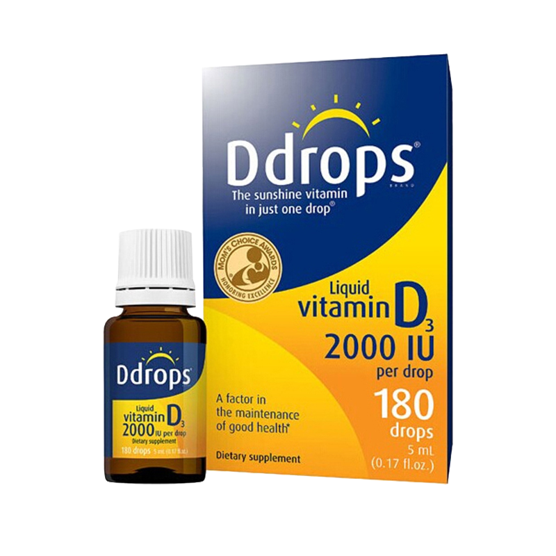 【保税直发】加拿大ddrops成人维生素d3滴剂 2000iu 180滴 5ml/瓶装
