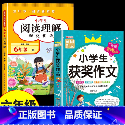 [六下 2册]阅读理解+获奖作文 小学六年级 [正版]2025新版六年级下册阅读理解强化训练上册小学生每日一练训练题 六