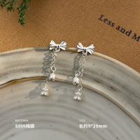 999纯银蝴蝶结铃兰花流苏耳钉女耳环耳饰高级感时尚气质潮送女朋友老婆情人节七夕生日礼物