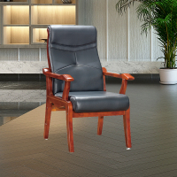 优百丽 SH-854 橡胶木椅 办公家具 办公椅 皮艺老板椅 实木四脚椅 电脑椅会议椅 皮料色彩可定制