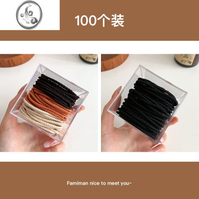 JiMi高弹力耐用橡皮筋皮套黑色简约气质发圈扎头发绳女头绳丸子头发饰