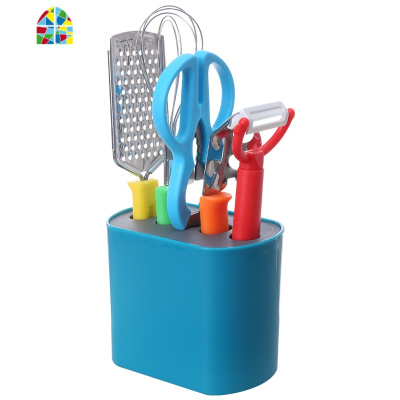 艾米格不锈钢削皮器刨丝器打蛋器鸡骨剪刀开瓶磨蒜器6件套 FENGHOU 绿色 6-8