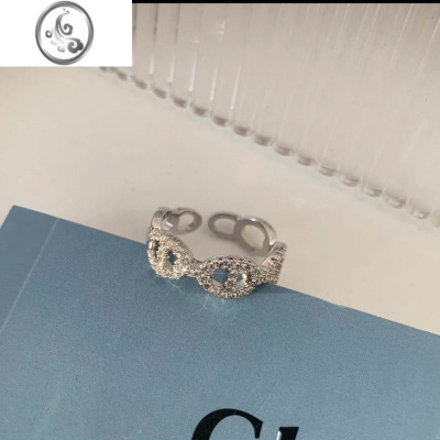 JiMiSUGAR 轻奢锆石猪鼻子戒指女时尚个性高级感独特设计开口食指戒潮