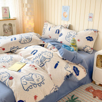 卡通风亲肤磨毛四件套秋冬款加厚床单被套三件套床上用品4_208